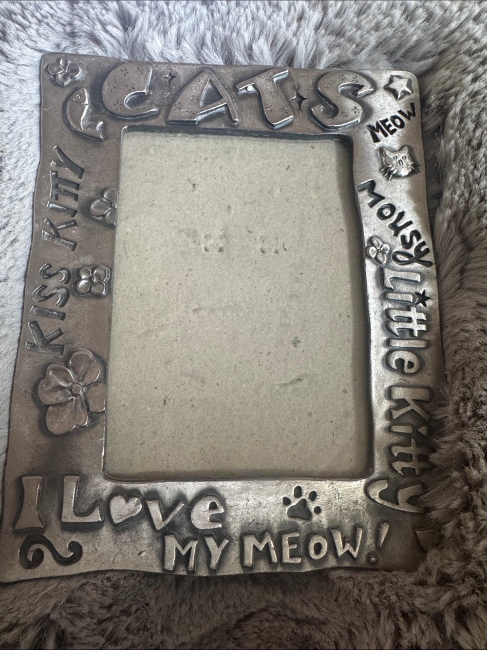 Silver pewter Cat-Themed Photo Frame - Love My Meow 5x7 frame 3x4.5 picture